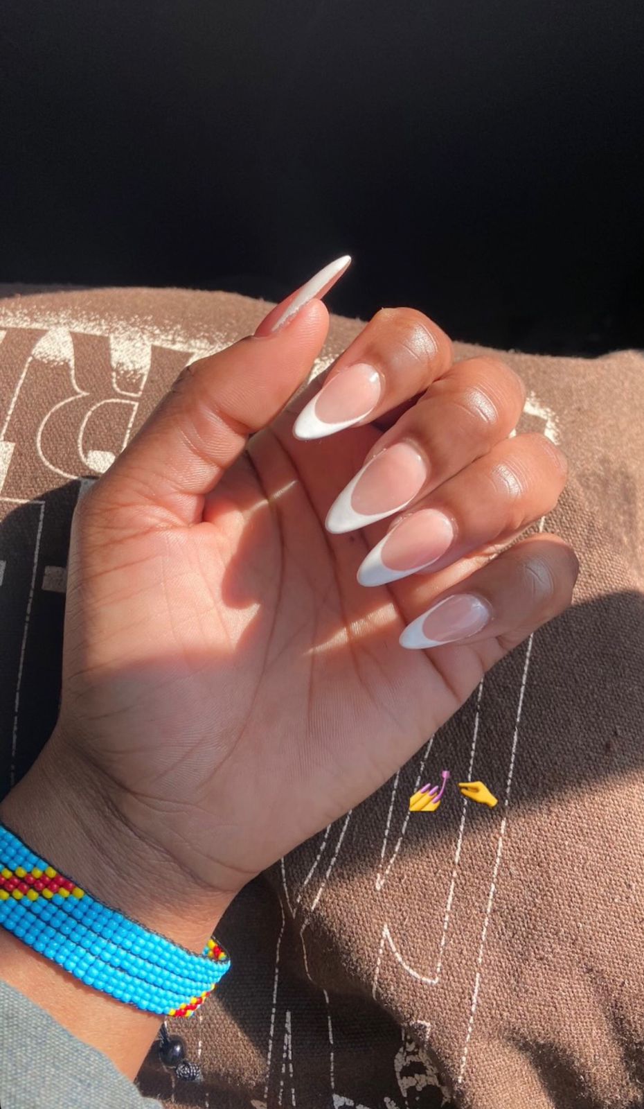 Long almond French tips